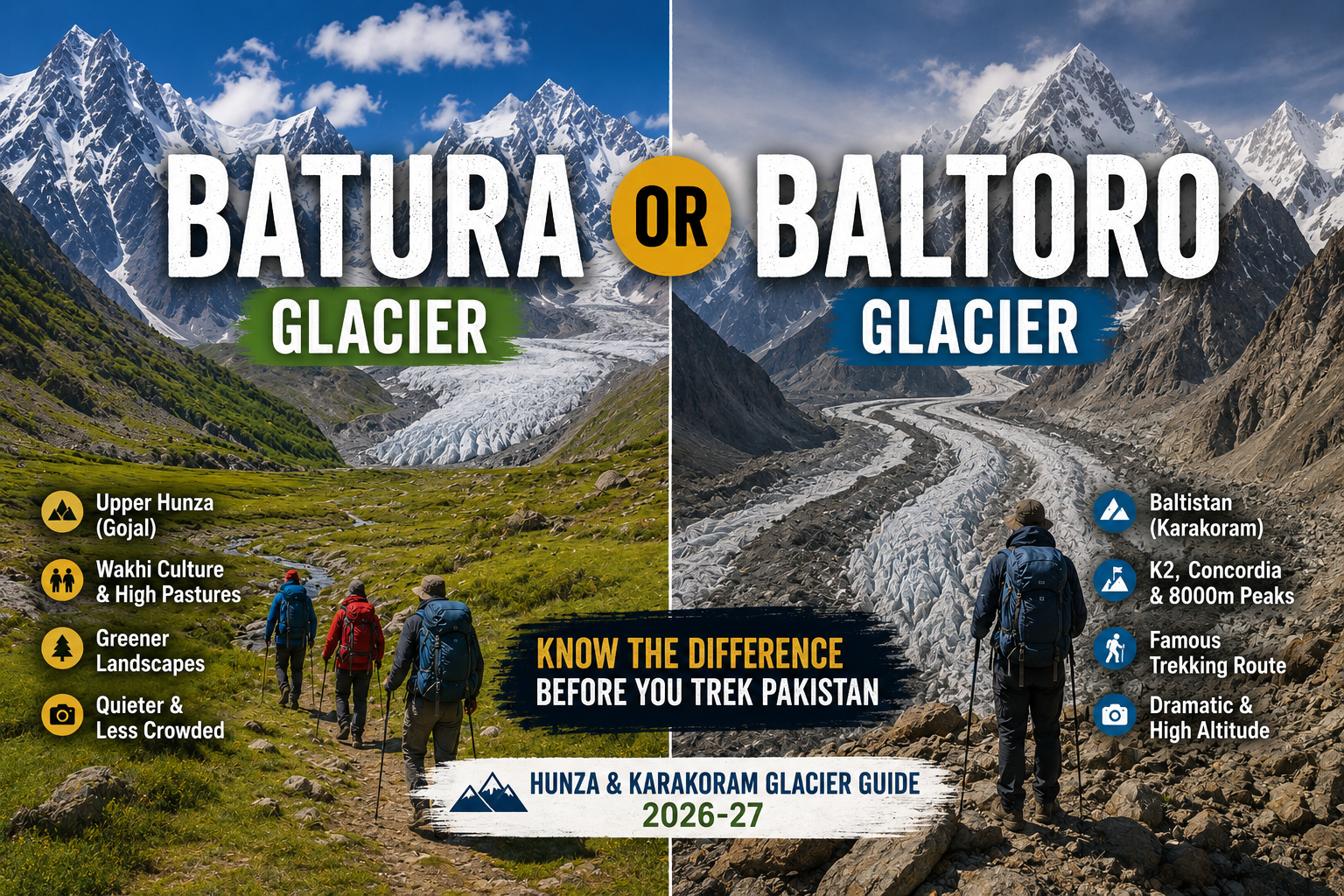 Batura Glacier vs Baltoro Glacier: Hunza Trekking Guide 2026–27