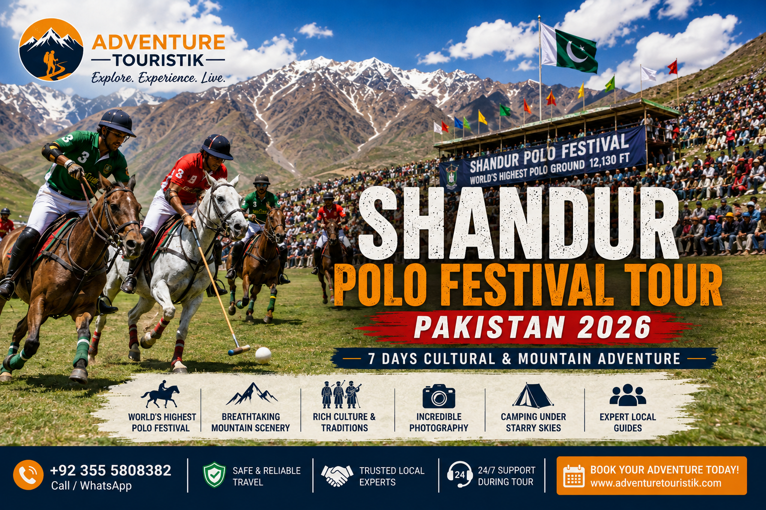 Shandur Polo Festival Tour Pakistan with polo players, mountains and spectators